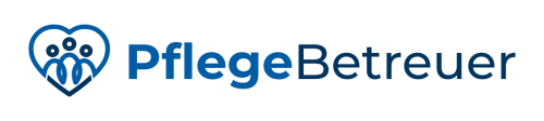 Logo PflegeBetreuer mit blauem Schriftzug und Herzsymbol mit stilisierten Personen | © PflegeBetreuer | unabhängige Pflegeberatung